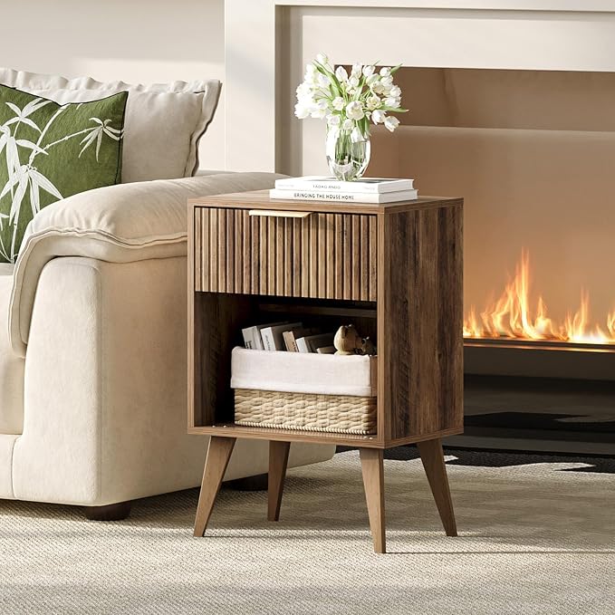 YAUKOMEL Fluted Nightstand by YAUKOMEL