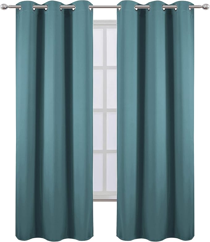 Sea Teal Thermal Blackout Curtains/42 x 84 Inch/Set of 2 Panels Room Darkening - Image 2