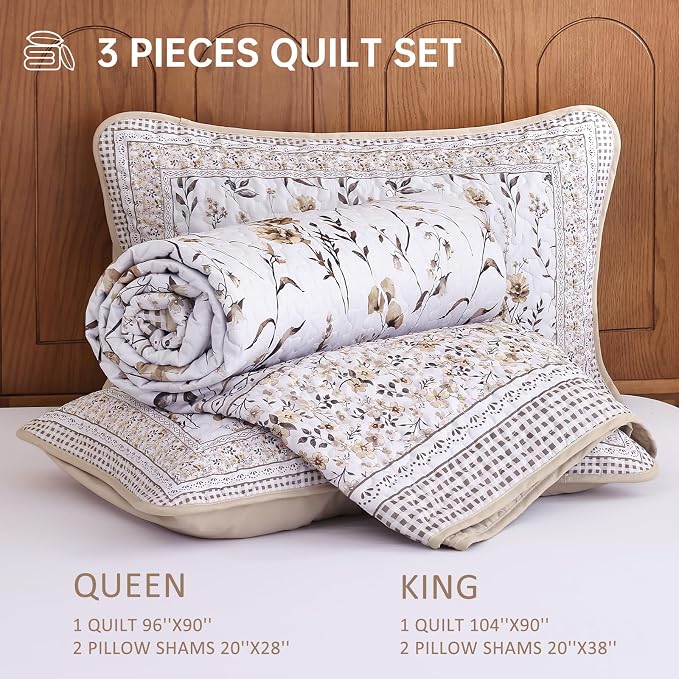 WONGS BEDDING Floral Quilt Set King - Image 7
