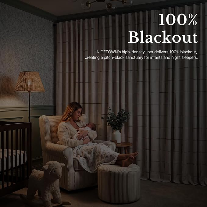 NICETOWN 100% Blackout Plaid Curtains - Image 4
