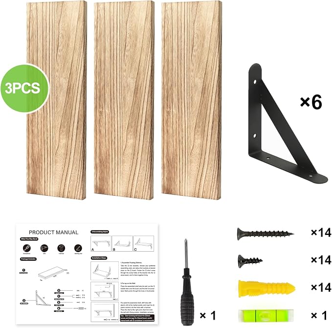 Fixwal Wall Floating Shelves for Decor | Wood Shelves, Natural Grain, 40Lb - Image 5