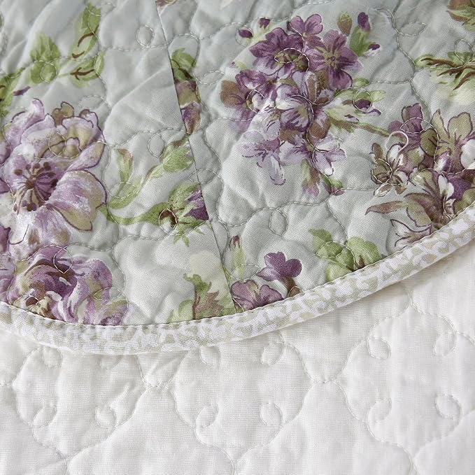 ROOMLIFE Quilt Set King Size 3D Floral Embroidery Pattern 3-Piece Cotton - Image 8