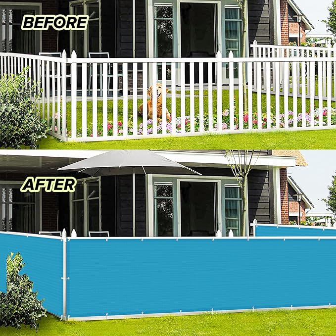 LOVE STORY 3' x 10' Balcony Privacy Screen Cover, Turquoise Blue | HDPE Fabric - Image 4