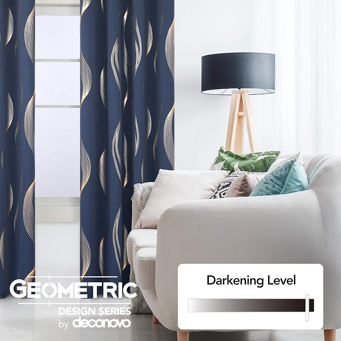 Deconovo Curtains for Living Room, Pattern Blackout Curtains 45 Inches Long | - Image 3