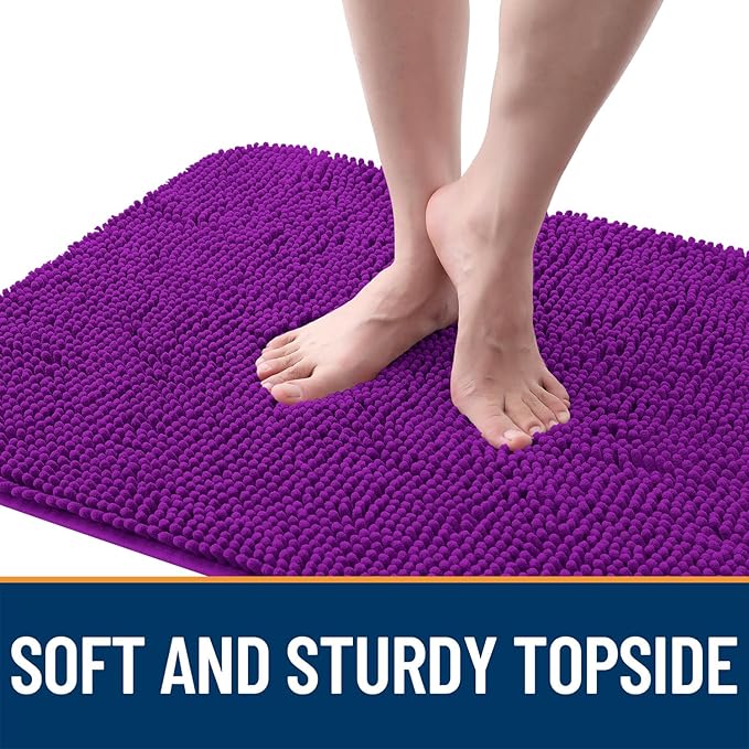 OLANLY Dog Door Mat for Muddy Paws 59x32, Absorbs Moisture and Dirt, Absorbent Non-Slip Washable Doormat, Quick Dry Chenille Mud Mat for Dogs, Entry Indoor Entryway Carpet for Inside Floor, Purple