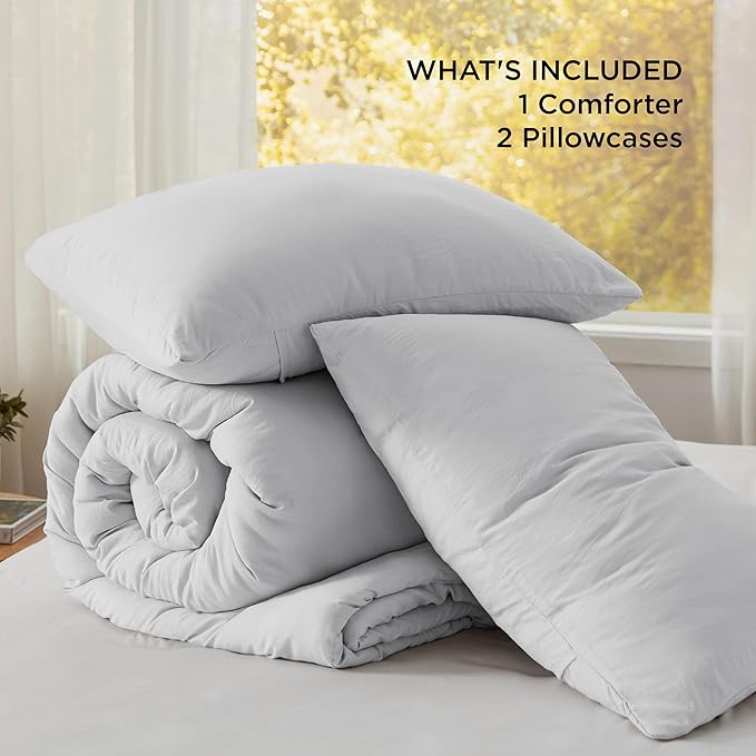 Bedsure Queen Comforter Set, Light Grey Soft Prewashed Bedding - Image 6