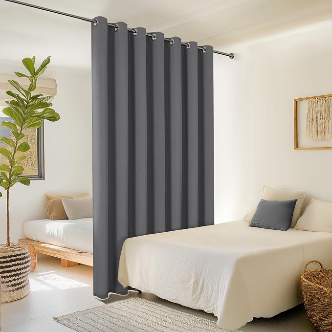ChrisDowa Room Divider Curtain 120 Inch Long Sliding Door Curtains, 1 Panel | - Image 2