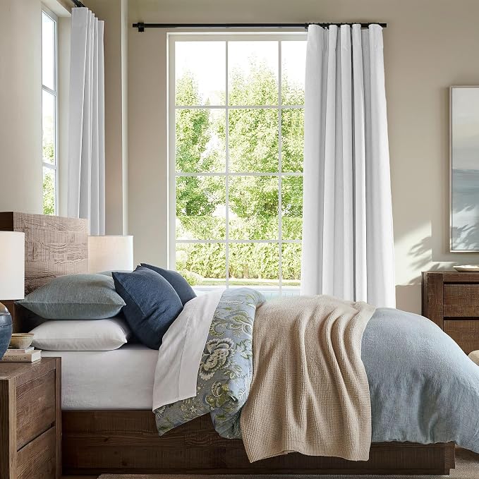 RYB HOME 100% Blackout Flax Linen Curtains 90 inches Long, Rod Pocket & Back - Image 2