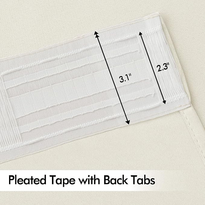 MIULEE Beige White Back Tab Blackout Curtains 52x108 Inch Long 2 Panels Set | - Image 4