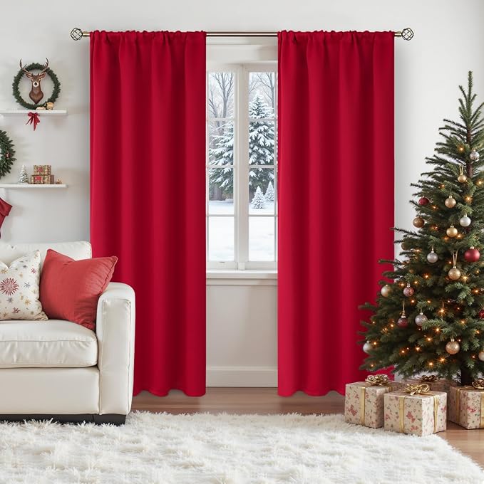 BGment Red Blackout Curtains 84 Inch Length - Image 3