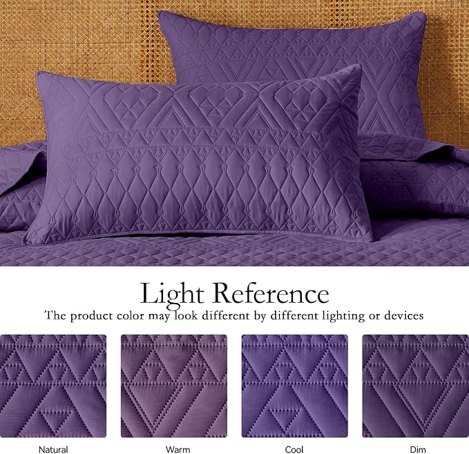 akkialla Twin Quilt Set, Dark Purple Lightweight Microfiber Bedspread Coverlet - Image 5