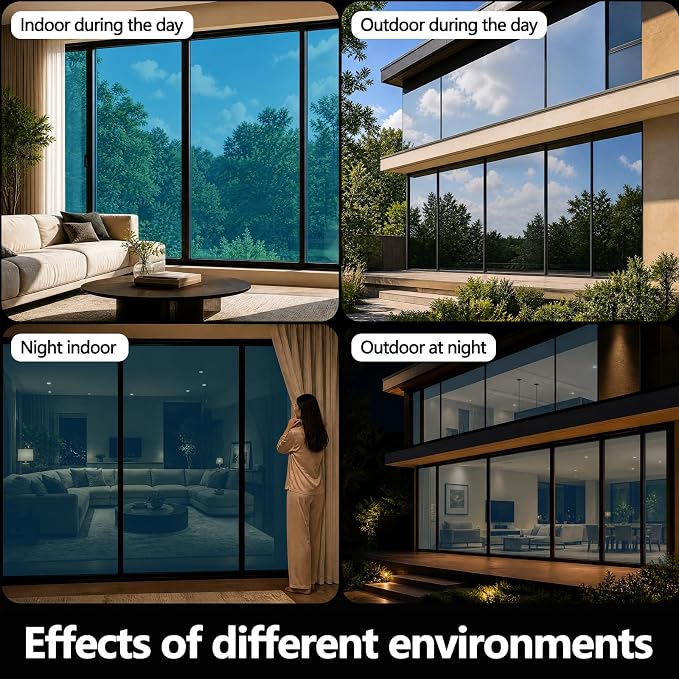 One Way Privacy Window Film Static Cling Mirror Tint 29.5Inx13.1Ft | Heat - Image 2