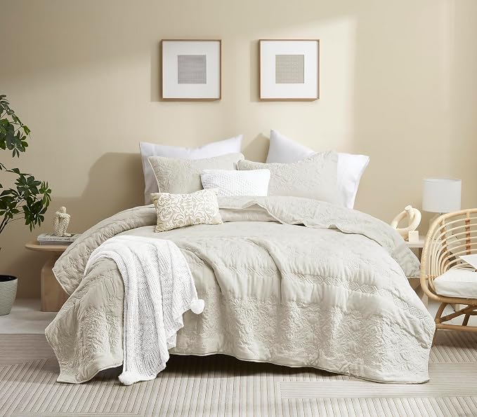 B2EVER Boho Light Beige Quilt King Size Bedding Sets by B2EVER