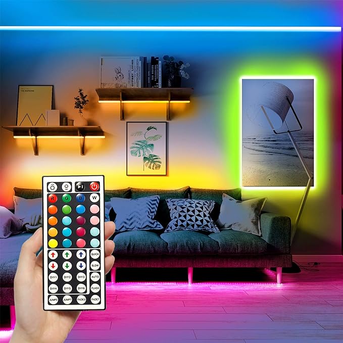DAYBETTER Led Lights 2 Ports 44 Key Remote Control, Dimmer for Strip, 4 Pin Output Remote Controller for Led Strips 12 24V DC Tape Light (Without Power Adapter)