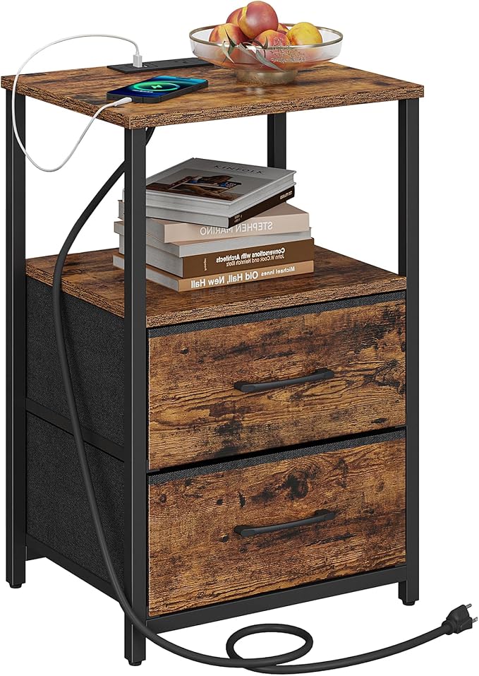 TUTOTAK End Table with Charging Station, Night Stand | Side Table with 2 USB by ChoosetutotakFurnitureBuildYourCozyHome