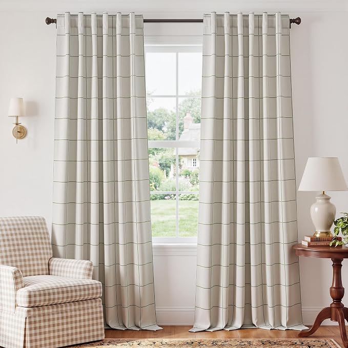 NICETOWN 100% Blackout Forest Green Plaid Curtains, 2 Panels | Rod Pocket & by NICETOWN