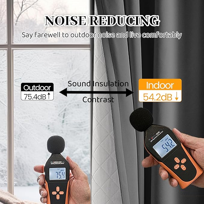 Soundproof 100% Blackout Curtains 96 inches, 3 Layers Thermal Insulated Back Tab Drapes for Door Window Nursery Divider Living Room, with Pin Hooks Gray 50x96 Inch 1 Panel