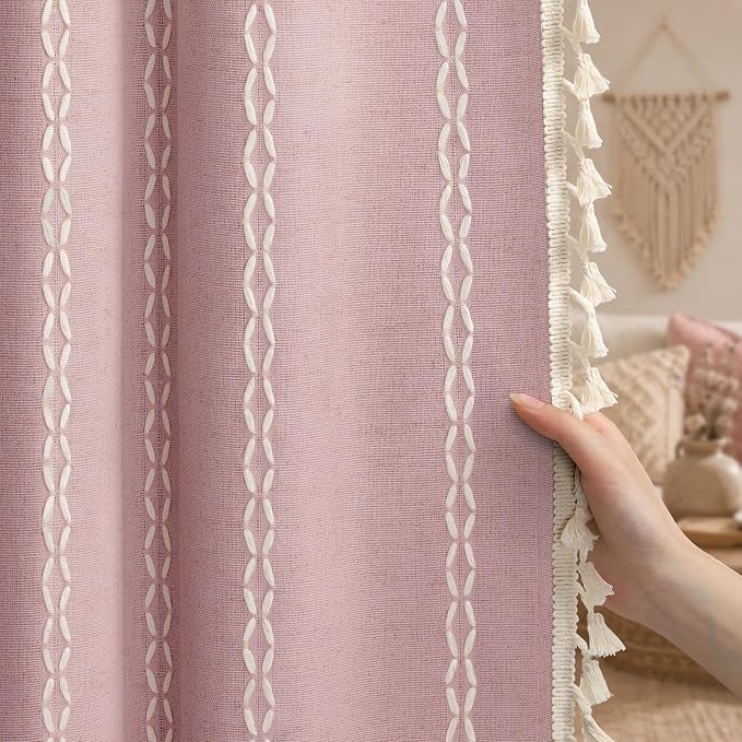Purple Pink 100% Boho Blackout Curtains 84 Inch 2 Panels by Unknown