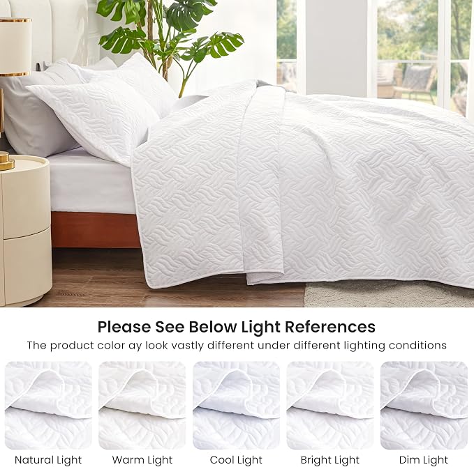 Love's cabin Quilts for Full Bed White Bedspreads Bedding Set - Image 5