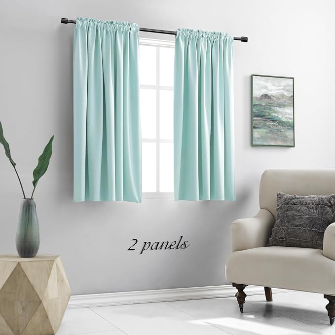54 Inch Length Aqua Blackout Curtains - Image 5