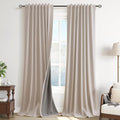 Extra Long 100% Blackout Linen Curtains 102 Inch Long by Guken