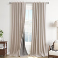 100% Blackout Linen Ceiling to Floor Curtains 96 Inches Long 8 FT by Guken