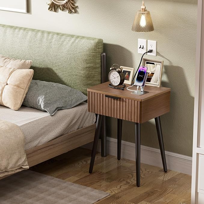 HAIOOU Fluted Mid Century Modern Nightstands Set of 2 - Image 2