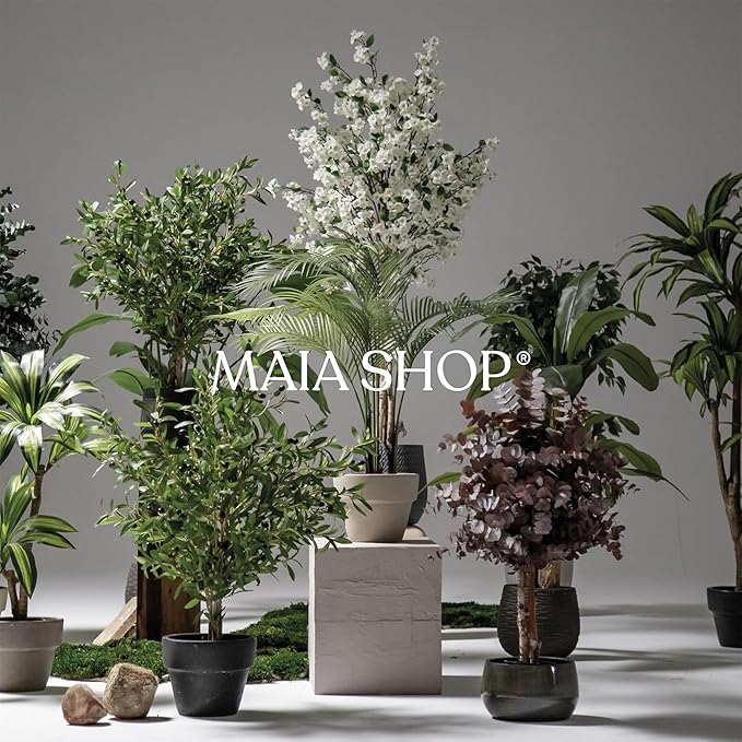 Maia Shop 5ft Artificial Ficus Tree Plant for House, Apartment or Office – Realistic Fake Indoor Plants for Living Room, Kitchen, Bedroom, Entryway or Bathroom – Faux Greenery for Home Décor