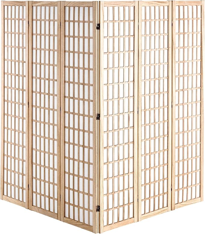 VEVOR Room Divider, 6 Panel Japanese Room Divider, Wood Folding Privacy Screen - Image 4