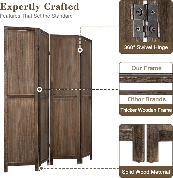 WelFurGeer 4 Panel Room Divider Screen - Image 3