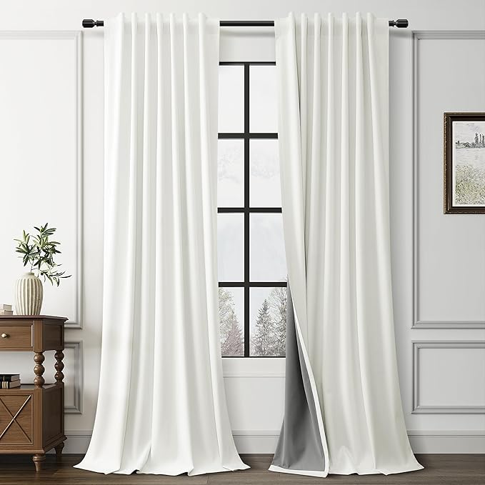 Ivory Linen 100% Blackout Curtains by Guken
