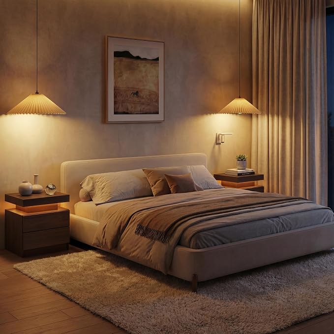 Brown Modern LED Nightstand Set of 2 - Image 7