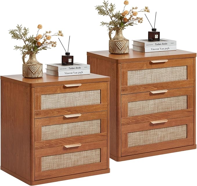 LEYAOYAO Rattan 23" Nightstands Set of 2 by LEYAOYAO-Findtheshiningpointofyourideallife%EF%BC%81