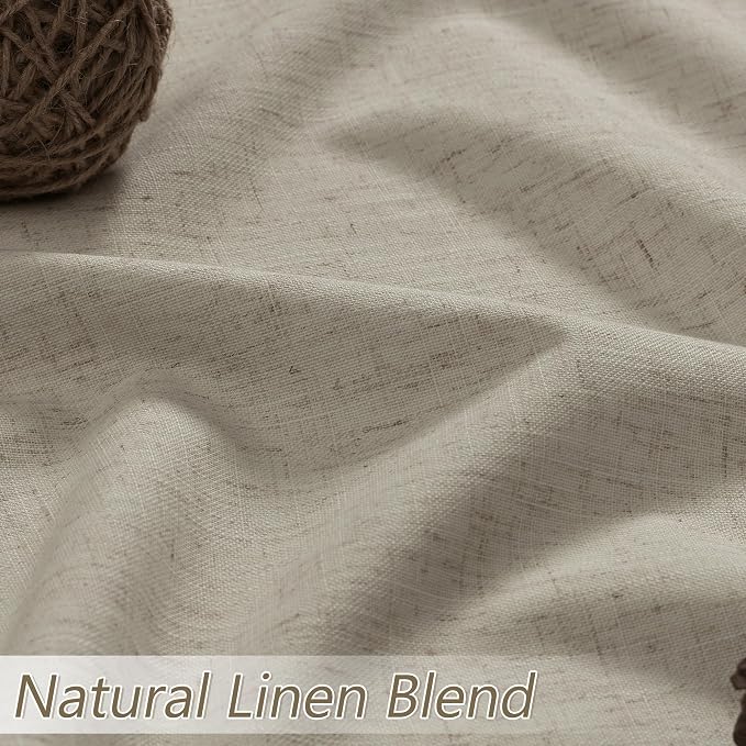 100% Blackout Linen Curtains for Bedroom 96 inches Long 8 FT, Thermal Insulated - Image 3