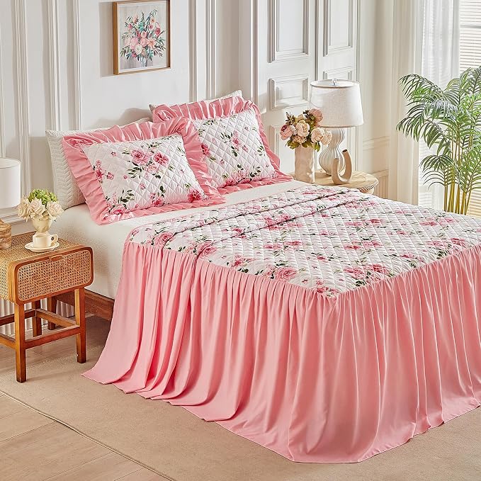 Ruffle Flower Style Skirt Bedspread Set - Image 5