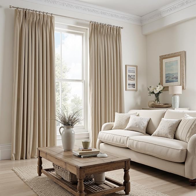 96 Inches Long Camel Beige Velvet Curtains 2 Panels Boho Luxury Decorative - Image 5