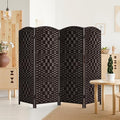 HALLYBEE Short Room Divider Folding Privacy Screens, 4 Panel Dark Mocha | by HALLYBEE