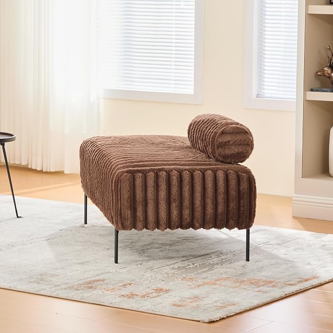 KEIKI 49.6" Upholstered Sofa End of Bed Bench Ottoman Footrest, Mini Loveseat - Image 4