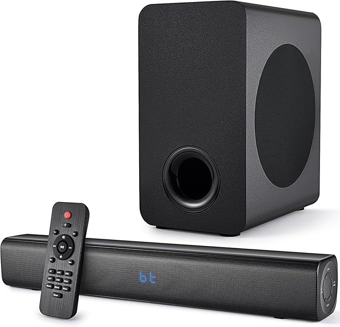 Fansbe Direct Sound Bar Speakers Bluetooth Wireless, TV Speakers Sound Bar Subwoofer, Home Theater Surround Sound Bar HDMI(ARC) Optical AUX USB 2.1ch Home Audio Sound System TV PC Wall Mount, Black