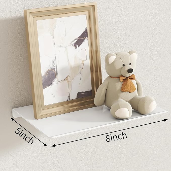 MKO 8" Small Floating Shelves for Wall, Metal Wall Mounted Shelf for Bathroom - Image 3