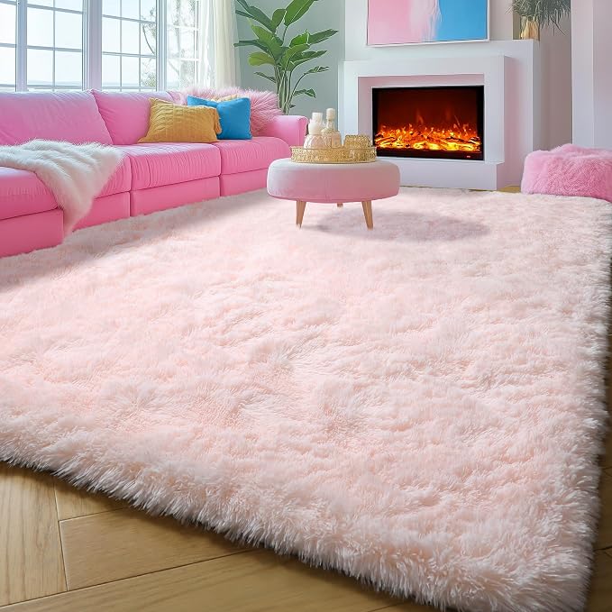 Pink 6x9 Area Rugs for Living Room Bedroom, Large Fluffy Bedside Throw Rug - Image 8