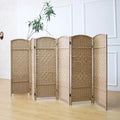 6 Panel Rattan Divider Short Room Partition Screen, Double Sided Folding Divider by Furnnylane