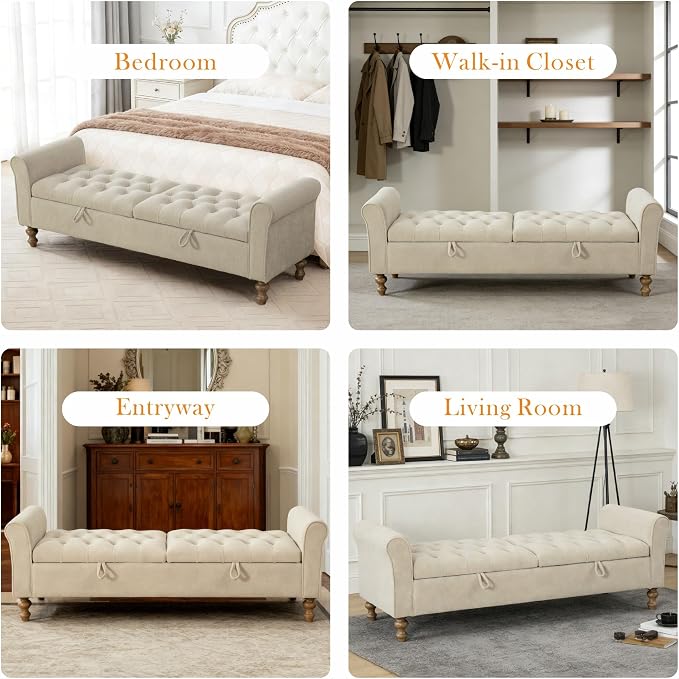 Aoiy & Wifon 65.7" W Large Storage Ottoman Bench, King Size End of Bed Storage - Image 7