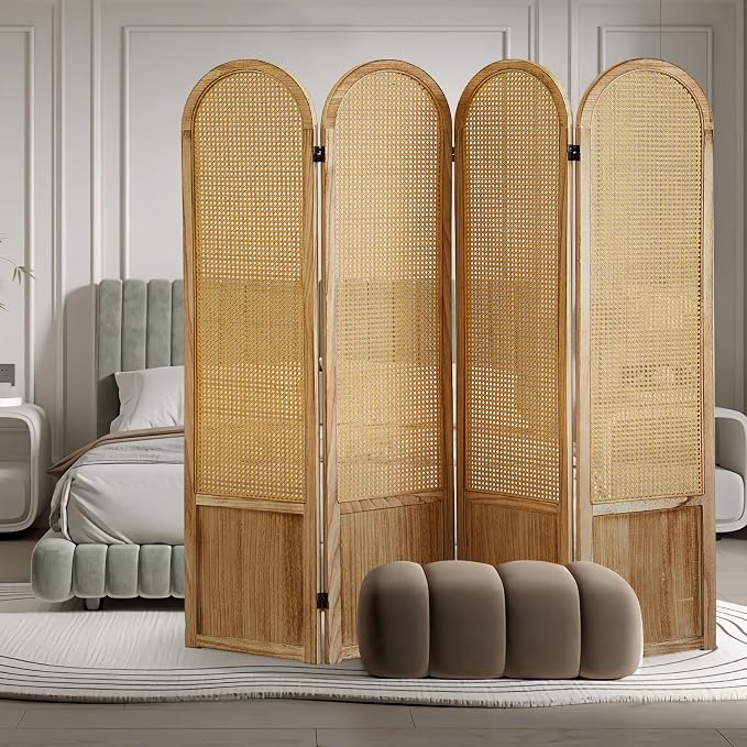 4 Panel Room Dividers and Folding Privacy Screens, Hand-Made Rattan Room Divider by ALeesing