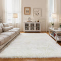 5x8 Cream White Fluffy Shag Rug by KICHOWUA