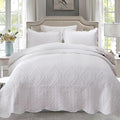 Cmfshape Oversized Floral Embroidery Quilt Set, 3 Pieces Super King Quilt by cmfshape-quiltset
