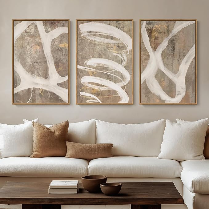 Large Framed Neutral Abstract Wall Art by Cuspin