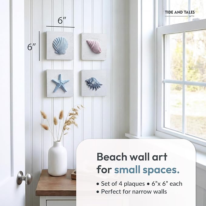 Tide and Tales 3D Seashell Wall Art, Coastal Bathroom Wall Decor, Textured 3D - Image 3