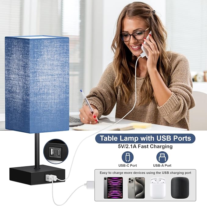 Touch Bedside Table Lamp for Bedroom, Touch 3-Way Dimmable LED Bulb Included - Image 3