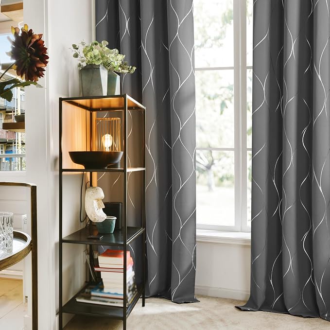Deconovo Curtains for Living Room, Pattern Blackout Curtains 84 Inches Long | - Image 3